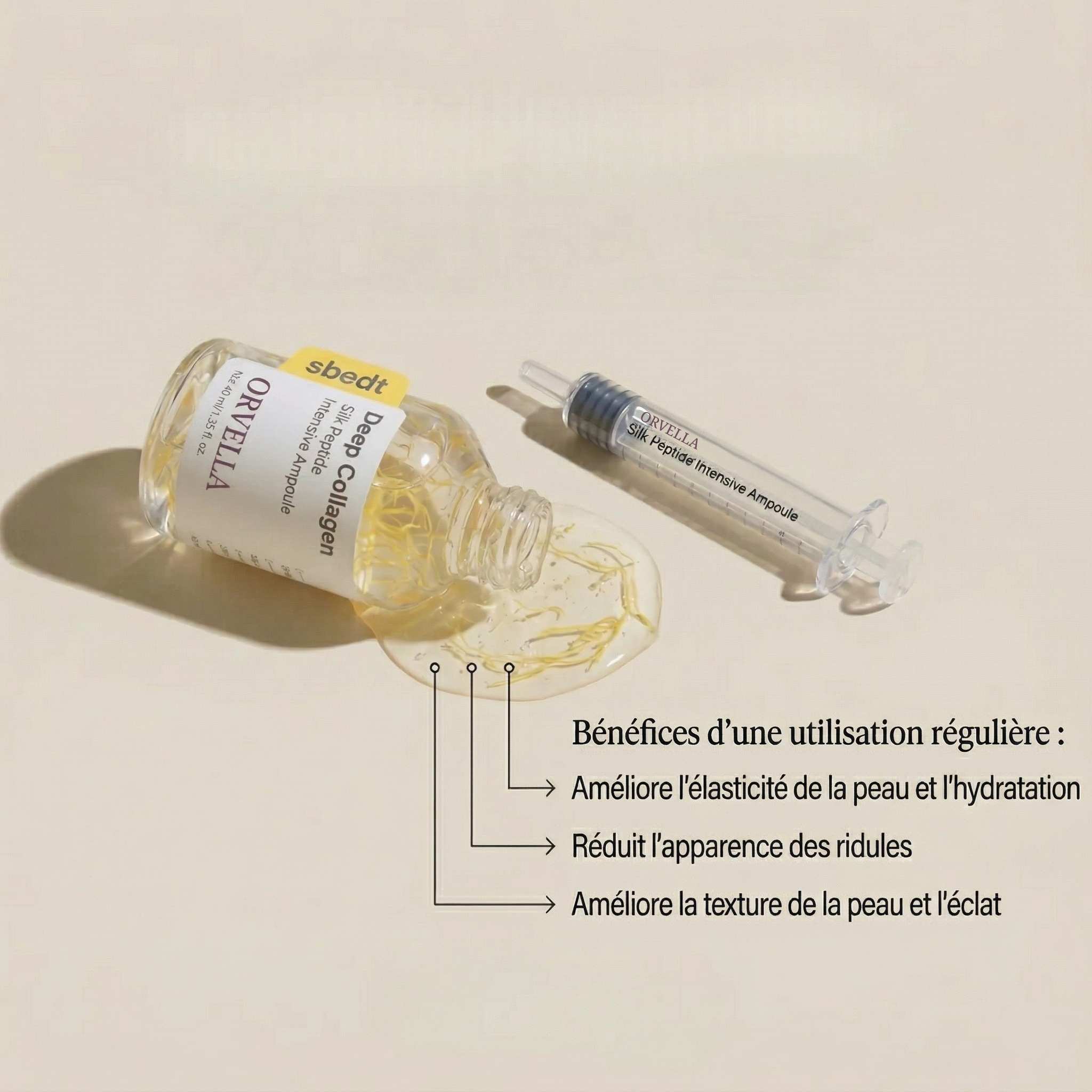 Ampoule anti-rides et fermeté aux peptides de soie coréens