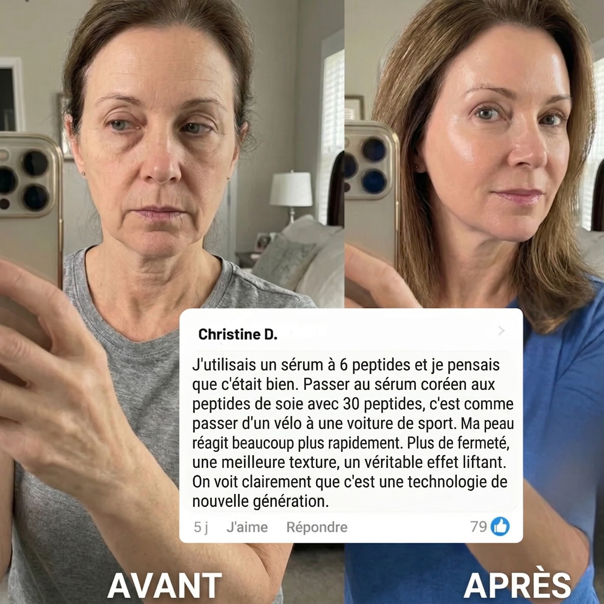 Ampoule anti-rides et fermeté aux peptides de soie coréens